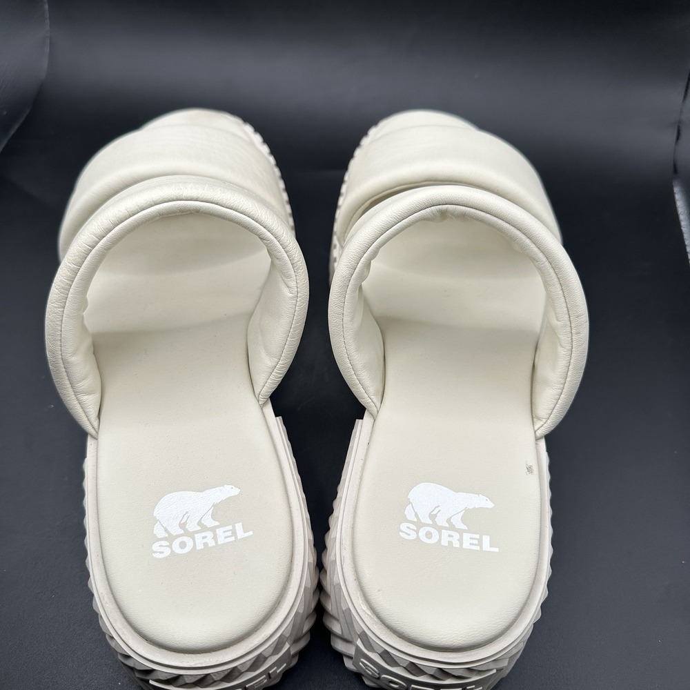Sorel Womens Size 8.5 ONA Streetworks Slide White Platform Slip On Sandals Shoes - Picture 8 of 9